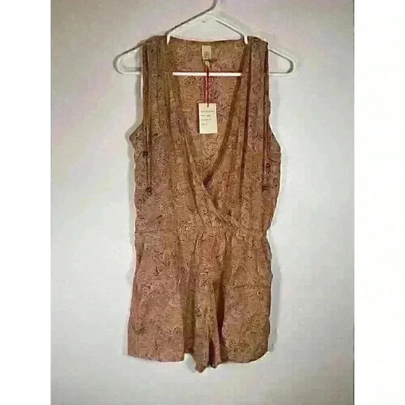 NWT Raga Anthropology Women's Romper Sleeveless Brown & Orange Sz. Med - Picture 3 of 9
